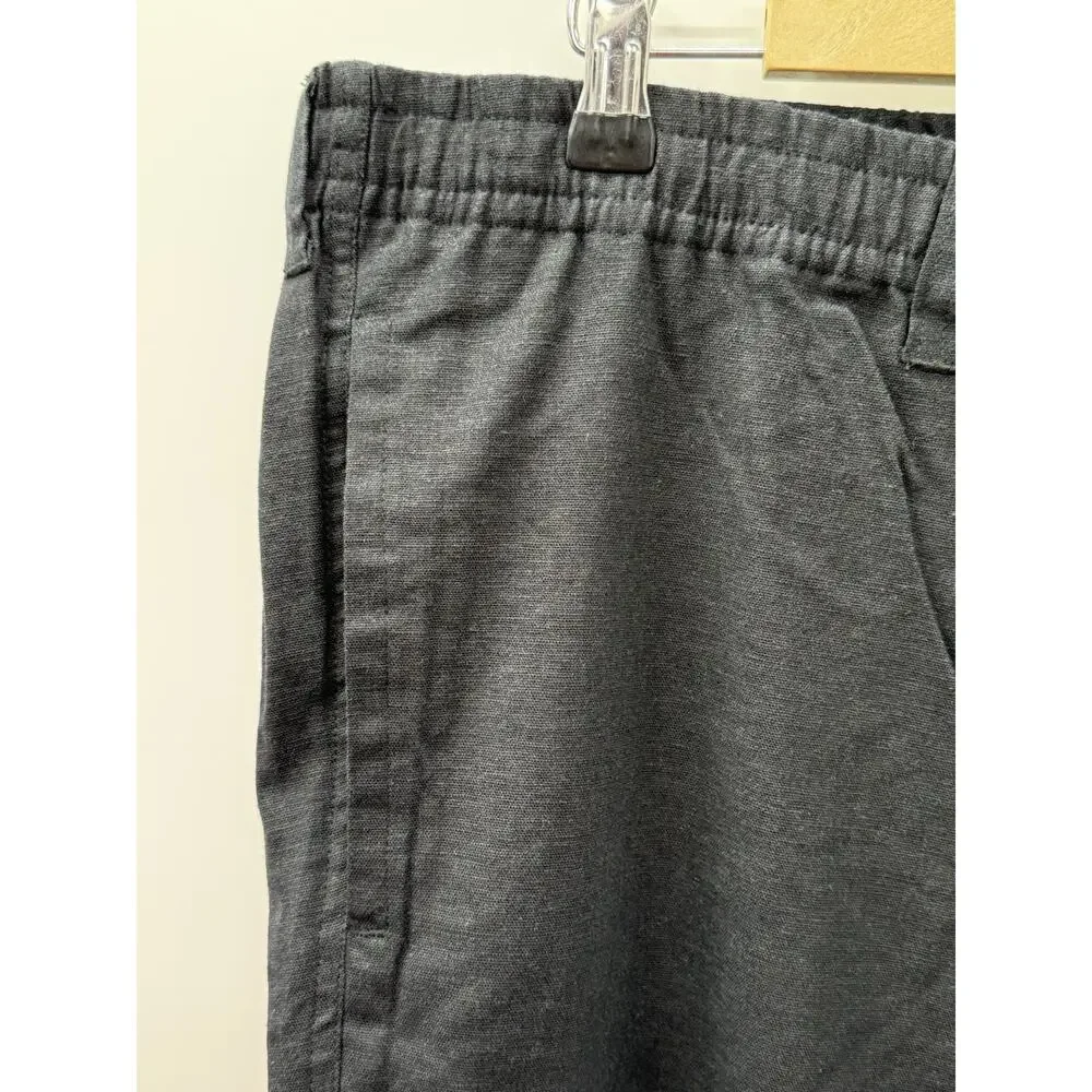 28 Palms Men’s Linen Blend Pants XXL 30 Black Elastic Waist Straight Casual
